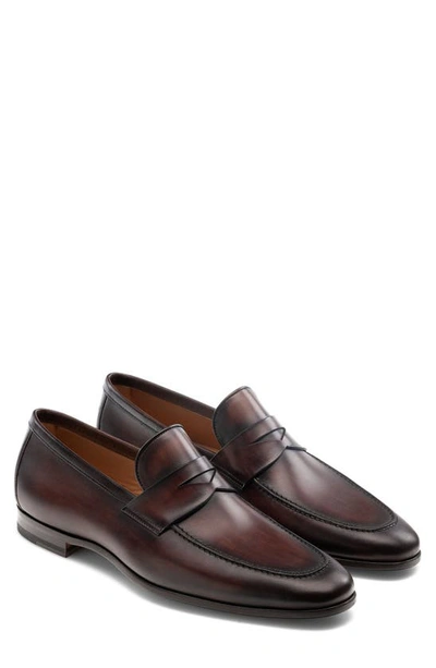 Shop Magnanni Reed Penny Loafer In Mid Brown Leather
