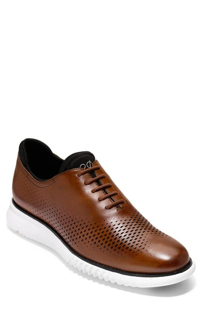 Shop Cole Haan 2.zerogrand Laser Wing Derby In British Tan/ Ivory Leather