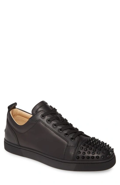 Shop Christian Louboutin Louis Junior Spikes Sneaker In Black/ Black