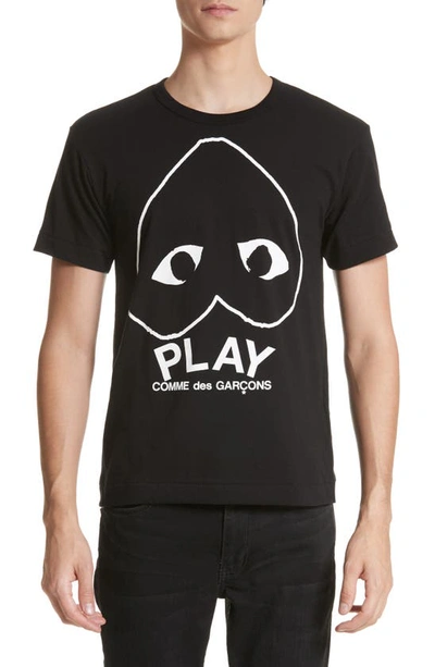 Shop Comme Des Garçons Inverted Heart Logo Graphic Tee In Black 1