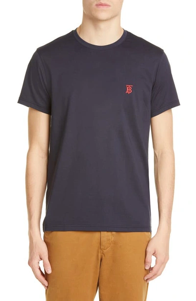 Shop Burberry Parker Embroidered Logo T-shirt In Navy