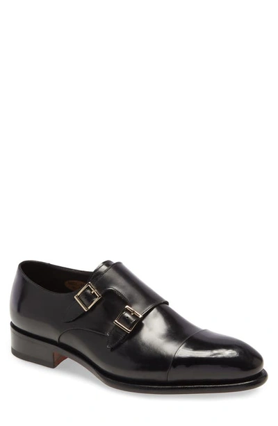 Shop Santoni Ira Double Monk Strap Shoe In Black