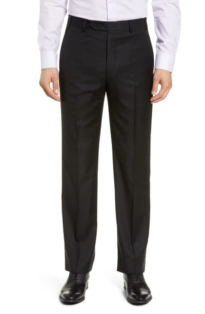 Shop Alexander Wang T Todd Relaxed Fit Flat Front Solid Wool Dress Pants In Black