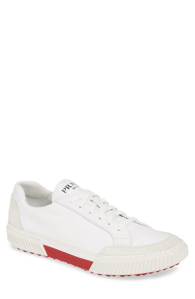 Shop Prada Stratus Low Top Sneaker In Talco/ Rubino