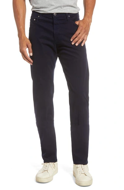 Shop Ag Tellis Sueded Stretch Sateen Slim Leg Pants In Rich Navy