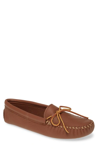 Shop Minnetonka Moccasin In Caramel Leather