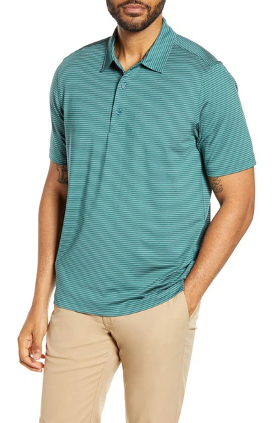 Shop Cutter & Buck Forge Drytec Pencil Stripe Performance Polo In Seaweed