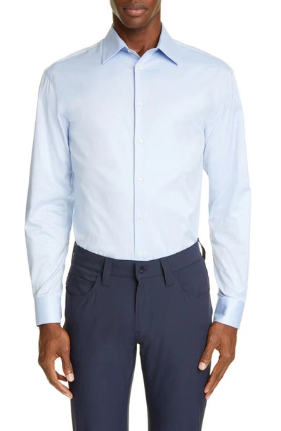 Shop Emporio Armani Trim Fit Solid Dress Shirt In Solid Light/ Pastel B