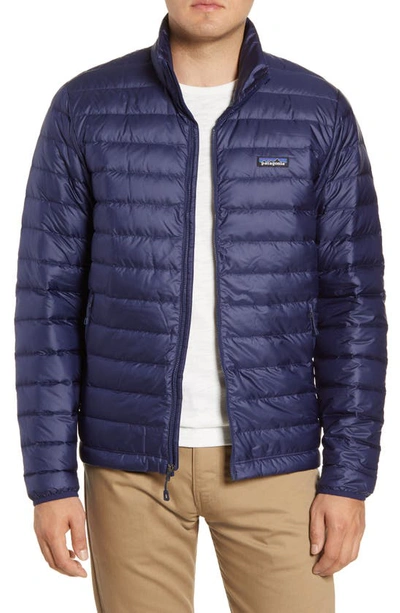 Shop Patagonia Water Repellent Down Jacket In Classic Navy/ Classic Navy