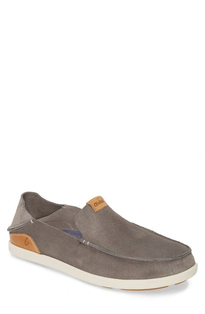 Shop Olukai Malukai Kala Slip-on In Fog/ Bone Leather