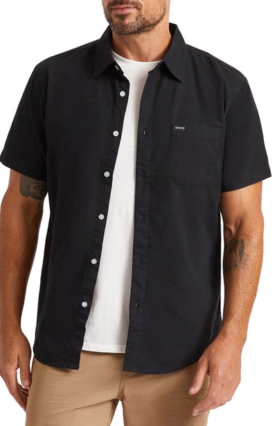 Shop Brixton Charter Short Sleeve Button-up Shirt In Black