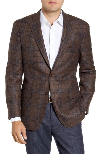 Shop Hart Schaffner Marx Classic Fit Plaid Wool & Silk Sport Coat In Dark Brown