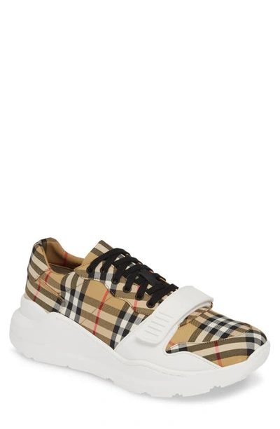 Burberry Beige Check Regis Sneakers | ModeSens