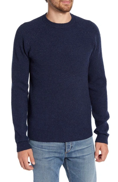 Shop Schott Nyc Ribbed Wool Blend Sweater In Navy