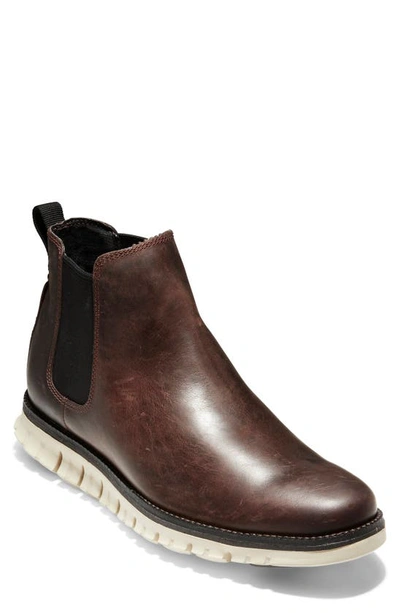 Shop Cole Haan Zer?grand Waterproof Chelsea Boot In Wp Ch Chestnut Leather/ Ivory