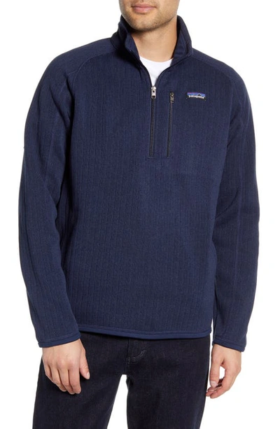 Shop Patagonia Better Sweater Quarter Zip Pullover In New Navy Rib Knit