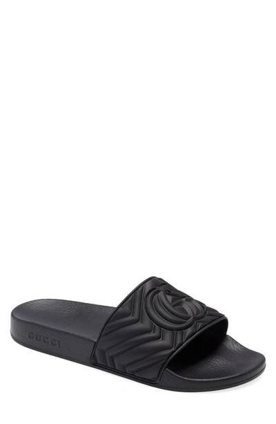 Shop Gucci Matelassé Slide Sandal In Black