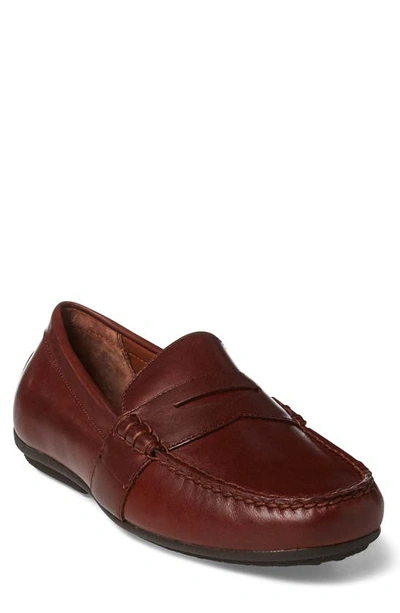 Shop Polo Ralph Lauren Reynold Driving Shoe In Deep Saddle Tan Leather