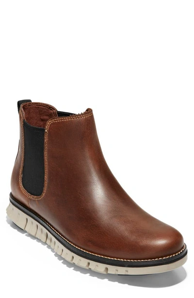 Shop Cole Haan Zerogrand Waterproof Chelsea Boot In Bourbon Leather/ Hawthorn