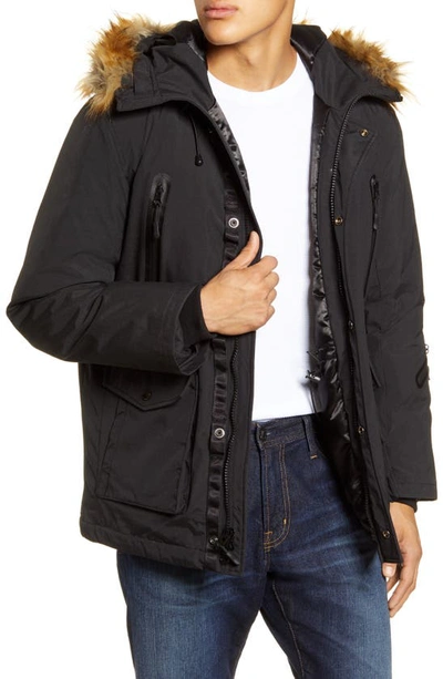 Shop Schott Faux Fur Trim Down Parka In Black