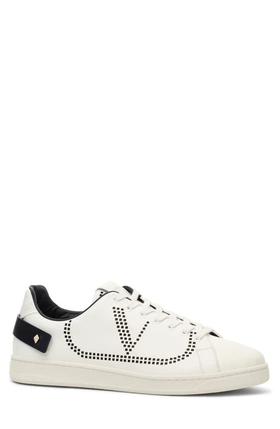 Shop Valentino Net V Sneaker In White/ Navy/ White