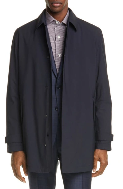 Shop Ermenegildo Zegna Trofeo Elements Wool Coat In Navy