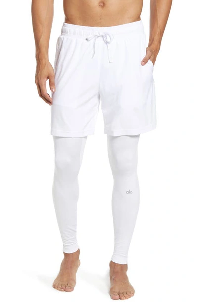 Shop Alo Yoga Stability 2-in-1 Athletic Tights In White/white