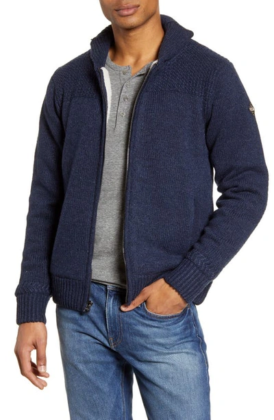 Shop Schott Lined Wool Blend Zip Sweater Jacket In Navy