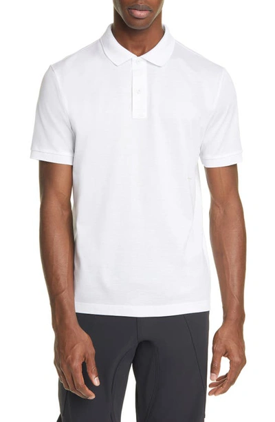 Shop Bottega Veneta Short Sleeve Pique Polo In White