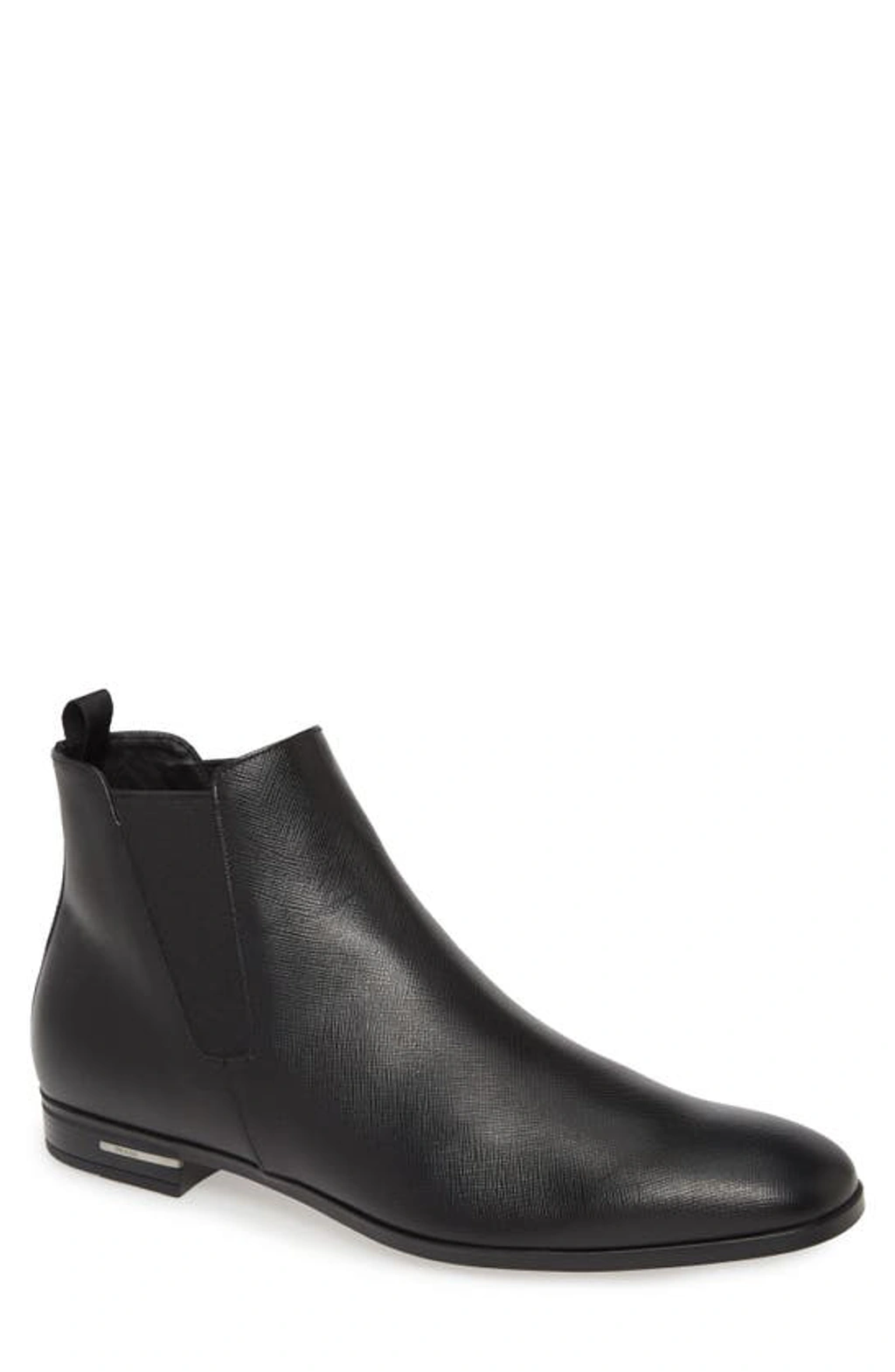 Prada Men\'s Spazzolato Fume Black Leather Boots Prada Spazzolato Rois Nylon Metal Triangle Logo Mens  main image 3