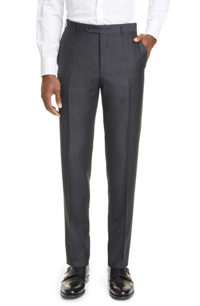 Shop Canali Classic Fit Wool & Mohair Pants In Charcoal