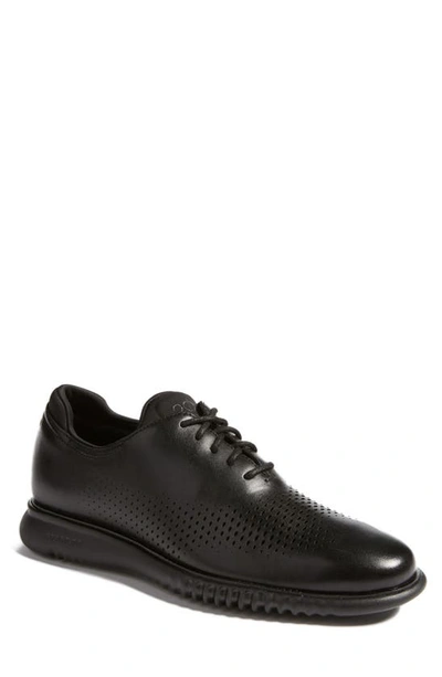 Shop Cole Haan 2.zerogrand Laser Wing Derby In Black Leather