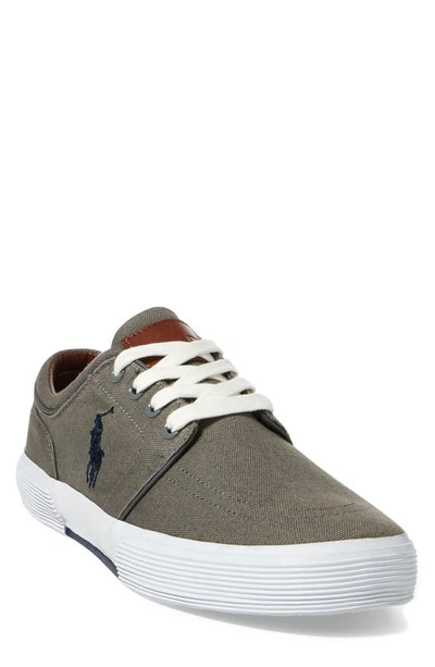 Shop Polo Ralph Lauren Faxon Sneaker In Grey Canvas