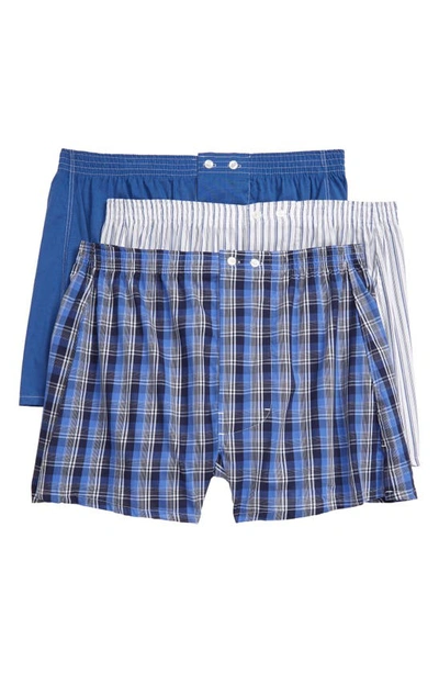 Shop Nordstrom Men's Shop 3-pack Classic Fit Boxers In Navy Peacoat Stripe Plaid Pack
