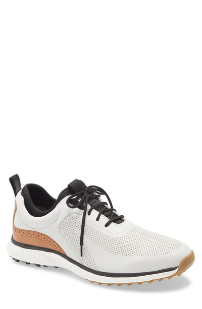 Shop Johnston & Murphy H-1 Luxe Waterproof Golf Shoe In White Waterproof