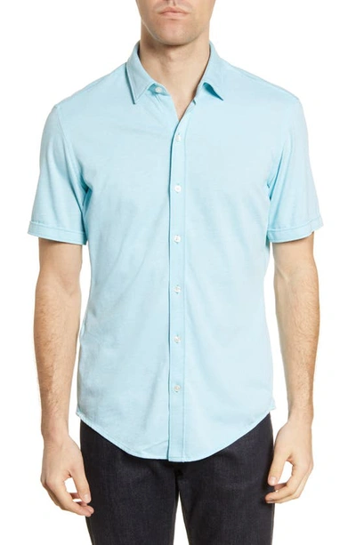 Hugo Boss Robb Slim Fit Jersey Short Sleeve Sport Shirt In Teal | ModeSens