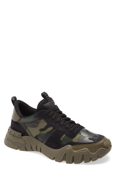 Shop Valentino Chunky Sneaker In Army Green Brushwood