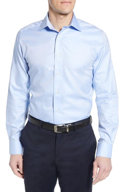Shop David Donahue Luxury Non-iron Trim Fit Solid Dress Shirt In Sky