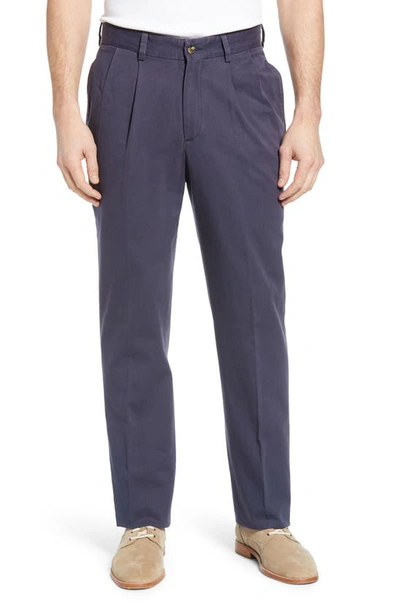 Shop Berle Charleston Khakis Pleated Chino Pants In Navy