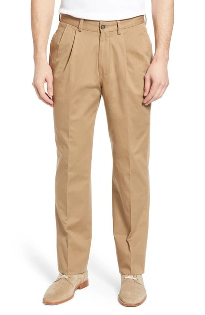 Shop Berle Charleston Khakis Pleated Chino Pants In British Tan