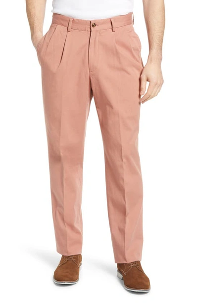 Shop Berle Charleston Khakis Pleated Chino Pants In Charleston Brick