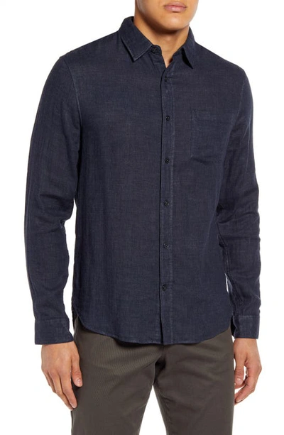 Shop Vince Regular Fit Double Face Button-up Shirt In Heather Coastal