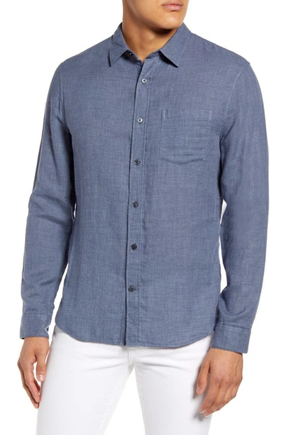 Shop Vince Regular Fit Double Face Button-up Shirt In Chambray