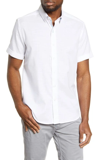Shop Robert Graham Jackson Regular Fit Short Sleeve Button-up Shirt In White