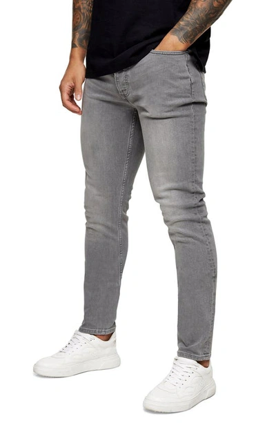 Shop Topman Mid Gray Skinny Jeans In Grey
