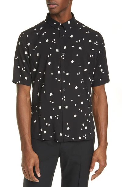 Shop Saint Laurent Short Sleeve Button-up Shirt In Black