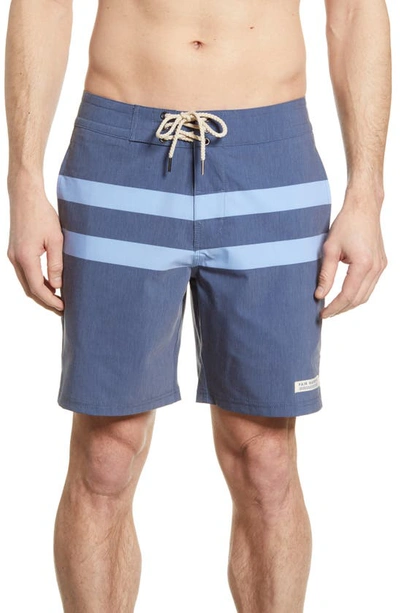 Shop Fair Harbor Nautilus Stripe Board Shorts In Dark Denim Stripe