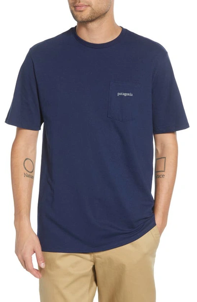Shop Patagonia Line Logo Ridge Responsibili-tee Pocket T-shirt In Classic Navy