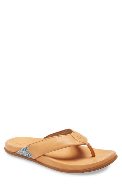 Shop Olukai Malino Flip-flop In Natural Leather