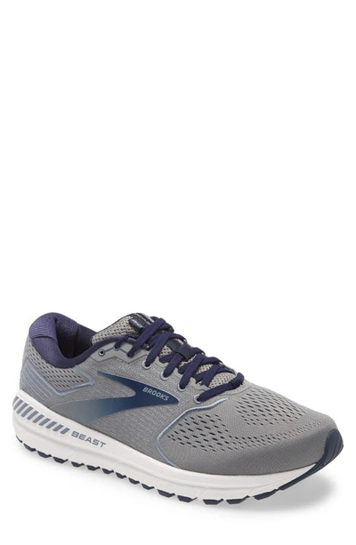 Shop Brooks Beast 20 Running Shoe In Blue/ Grey/ Peacoat